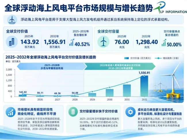 最新预测：全球浮动海上风电平台迎爆发期，2026-2032年CAGR高达40.52%
